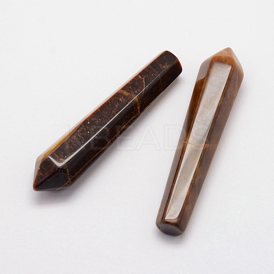 Natural Tiger Eye Pointed Beads G-E490-E31-1