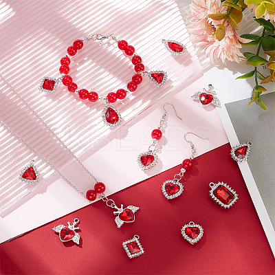 40Pcs 8 Style Platinum Plated Alloy Glass Pendants Sets ALRI-PH0001-27A-1