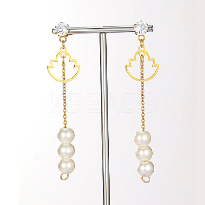 Golden 304 Stainless Steel Dangle Stud Earrings CL0746-4-1