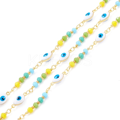 Handmade Brass Enamel Link Chain CHC-D031-09G-1