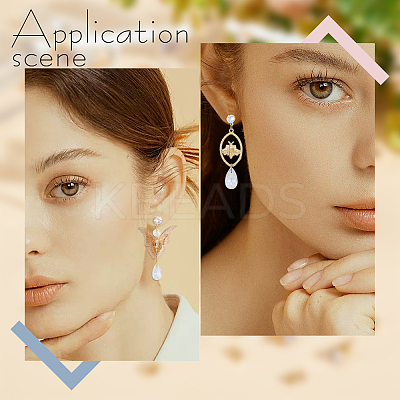 12 Pairs 2 Style Diamond Shape Brass with Cubic Zirconia Stud Earring Findings KK-BBC0012-72-1