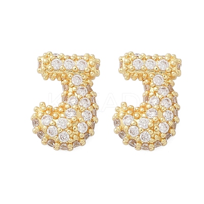 Brass Micro Pave Cubic Zirconia Stud Earrings EJEW-Z091-04G-J-1