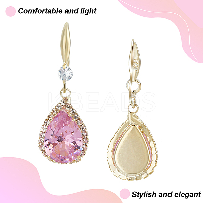 4 Pairs 4 Colors Glass Teardrop Dangle Earrings EJEW-AN0003-95-1