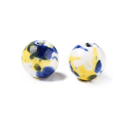 Glazed Porcelain Round Beads PORC-Q197-12mm-04-1
