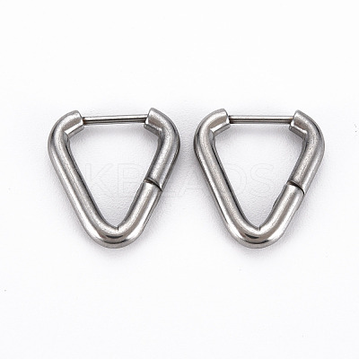 Tarnish Resistant Triangle Huggie Hoop Earrings for Women EJEW-N016-007-NR-1