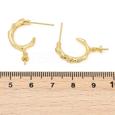 Rack Plating Brass Micro Pave Clear Cubic Zirconia Studs Earrings Finding KK-T072-10G-1