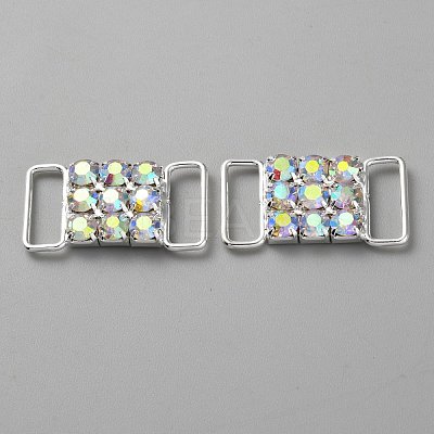 Brass Crystal Rhinestone Bikini Connectors/Buckle with Buttons. for Swimming Wear Bikini Decoration FIND-WH0161-67C-1