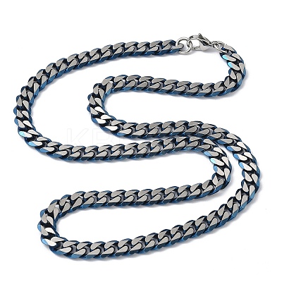 Matte Style 304 Stainless Steel Cuban Link Chain Necklaces for Men NJEW-B116-05BL-1
