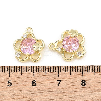 Brass Pave Pearl Pink Cubic Zirconia Pendants CU-CBA8124-01C-G-1
