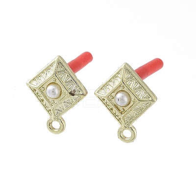 Rack Plating Golden Alloy with ABS Pearl Stud Earring Findings EJEW-B036-03G-13-1