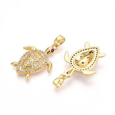Brass Micro Pave Cubic Zirconia Pendants X-KK-N257-05G-1