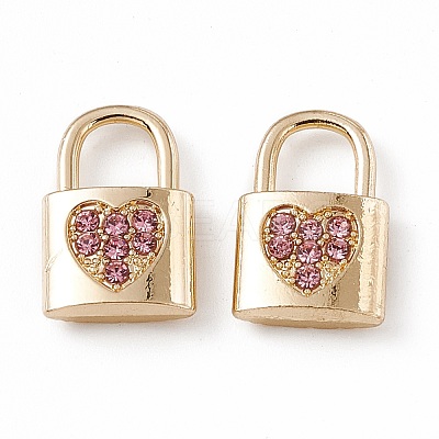 Alloy Light Rose Rhinestone Pendants ALRI-K049-03A-1