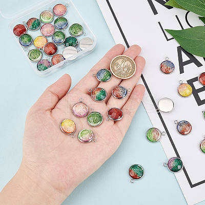 36Pcs 9 Colors Printed Resin Pendants FIND-DC0001-22-1