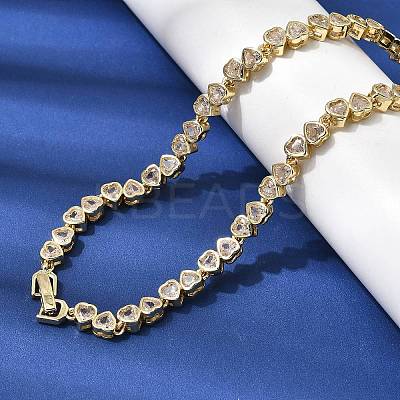 Brass Micro Pave Cubic Zirconia Geometric Tennis Necklaces NJEW-C121-02A-G-1