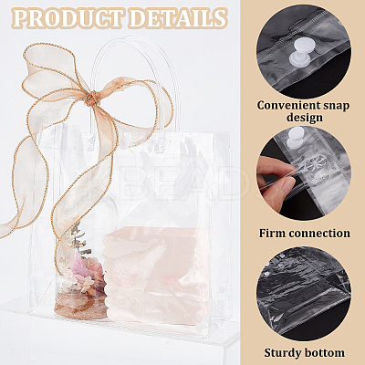 Valentine's Day 50Pcs Rectangle Transparent PVC Storage Bags with Handle ABAG-BC0001-56-1