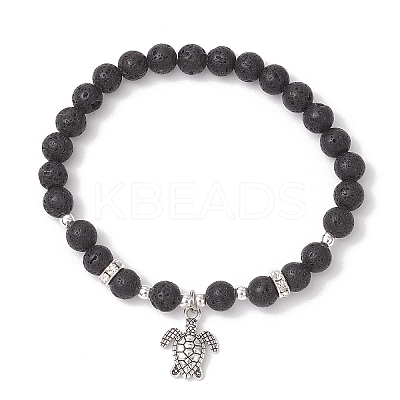 6Pcs Natural Lava Rock Beads Stretch Bracelets BJEW-JB11992-1