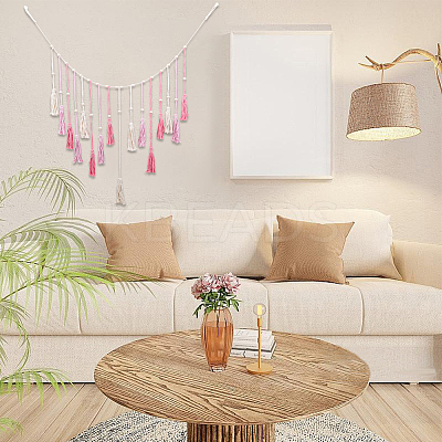 Bohemian Hand-woven Cotton Rope Tassel with Wood Beads Wall Hanging Ornaments FIND-WH20019-136A-02-1