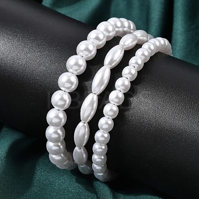 Plastic Pearl Beaded Bracelets for Women BJEW-L716-02P-1