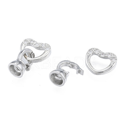 Brass Pave Clear Cubic Zirconia Fold Over Clasps KK-N231-362P-1
