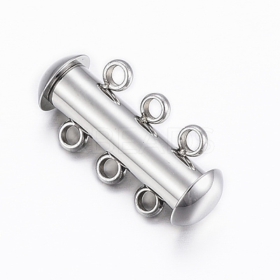 Tarnish Resistant 3-Strands 304 Stainless Steel Slide Lock Clasps STAS-H402-35P-1