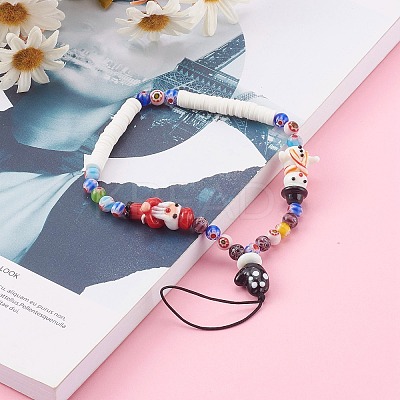 Handmade Lampwork Beaded Mobile Straps for Christmas HJEW-JM00446-05-1