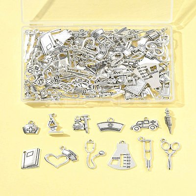 100Pcs 12 Styles Tibetan Style Zinc Alloy Pendants TIBEP-FS0001-39-1
