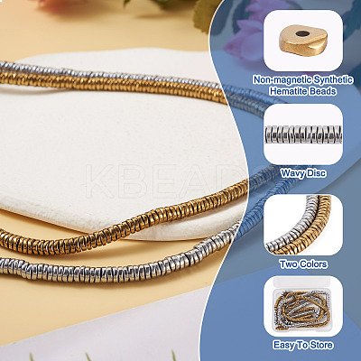 2 Strands 2 Colors Electroplate Non-magnetic Synthetic Hematite Beads Strands G-CW0001-11-1