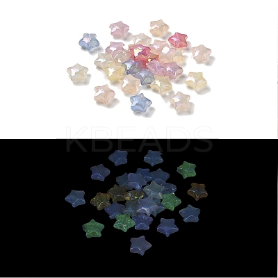 Star UV Plating Luminous Rainbow Iridescent Acrylic Beads LACR-R001-11A-1