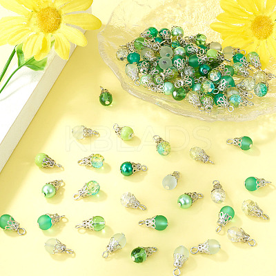 100Pcs Glass Pendants PALLOY-TADJ00015-1