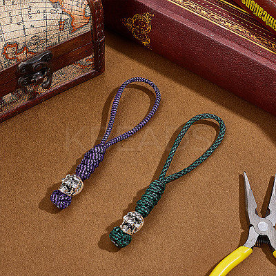 2Pcs 2 Colors Handmade Nylon Parachute Cord Pendant Decorations for Men KEYC-HY0001-32A-1
