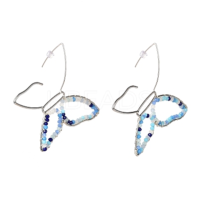 Butterfly Glass Beads Dangle Earrings for Girl Women EJEW-JE04658-01-1