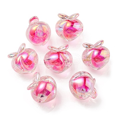 UV Plating Rainbow Iridescent Acrylic Beads OACR-F004-02F-1