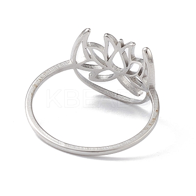 Non-Tarnish Hollow Out Lotus 304 Stainless Steel Finger Ring for Women LS-RJEW-E073-06P-1
