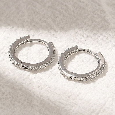 Rack Plating Brass Micro Pave Cubic Zirconia Hoop Earrings EJEW-H143-15P-1