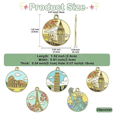 20Pcs 5 Styles Alloy Enamel Pendants ENAM-FS0004-06-1