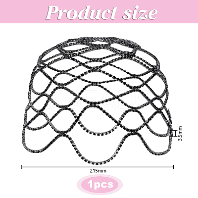 1Pc Rhinestone Mesh Headpiece Cap AJEW-HY0002-55B-1