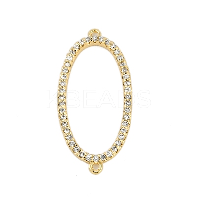 Brass Crystal Rhinestone Oval Ring Links Connector Charms KK-S035-05G-1