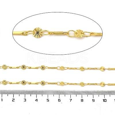 Brass Textured Flat Round Bar Link Chains CHS-H112-07G-1