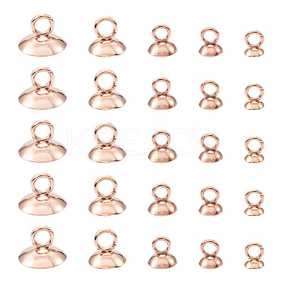 50Pcs 5 Style 304 Stainless Steel Bead Cap Pendant Bails STAS-CD0001-16-1