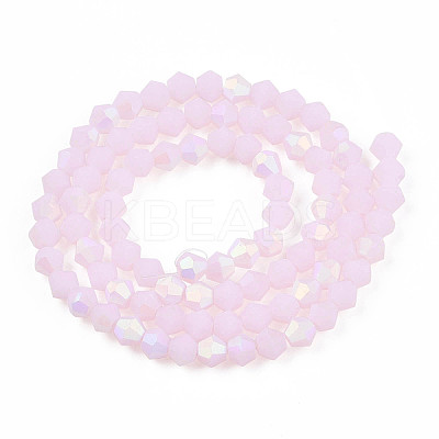 Imitation Jade Bicone Frosted Glass Bead Strands X-GLAA-F029-JM4mm-A02-1