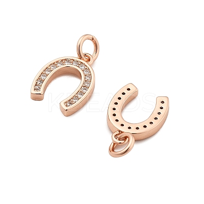 CZ Brass Micro Pave Cubic Zirconia Horse Shoe Charms LS-ZIRC-L018-13RG-1