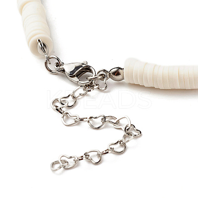 Handmade Polymer Clay Heishi Beaded Necklace with Flat Round for Women NJEW-JN03794-1