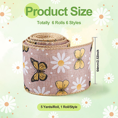 6 Rolls 6 Styles Polyester Ribbon OCOR-KS0001-01-1