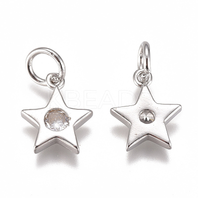 Brass Micro Pave Cubic Zirconia Charms ZIRC-F111-09-08-1