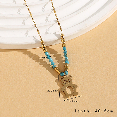 Vintage Christmas 304 Stainless Steel & Synthetic Turquoise Pendant Necklaces for Women HS2328-8-1