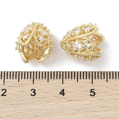Brass Micro Pave Clear Cubic Zirconia Bead Caps KK-G491-51B-G-1