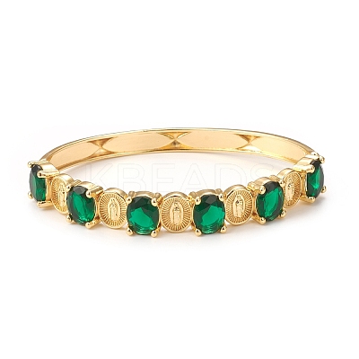 Rack Plating Virgin Mary Brass Bangles with Micro Pave Cubic Zirconia BJEW-E071-03G-1