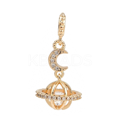 Brass Micro Pave Clear Cubic Zirconia European DanglePendants KK-K407-06P-1