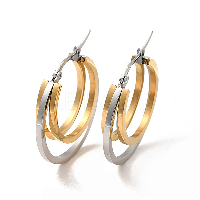 Two Tone 304 Stainless Steel Triple Circle Hoop Earrings for Women LS-EJEW-I272-01GP-1
