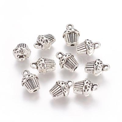 Antique Silver Alloy Cake Pendants X-TIBEP-A113361-AS-LF-1